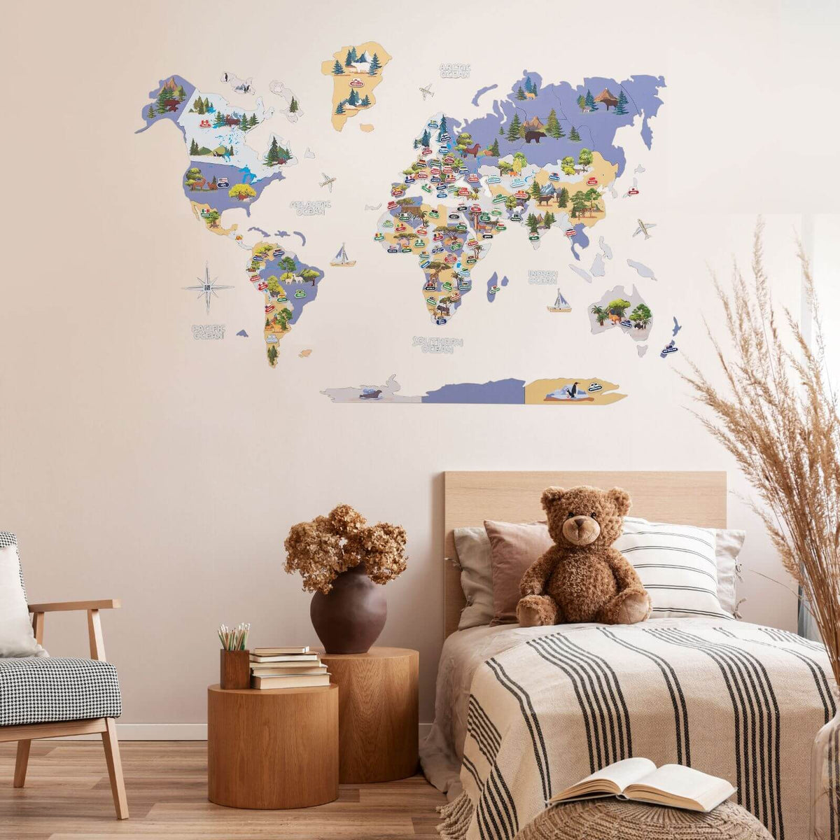 Animal World Map Indigo, photo 10 of 15
