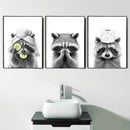 Giraffe with floral hat animals bathroom wall art poster by Decorbites