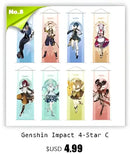 Vibrant genshin impact anime poster set gold ornate bedroom wall art by Decorbites