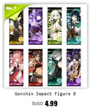 Vibrant genshin impact anime poster set gold ornate bedroom wall art by Decorbites