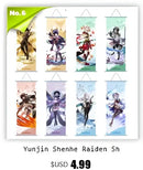 Vibrant genshin impact anime poster set gold ornate bedroom wall art by Decorbites