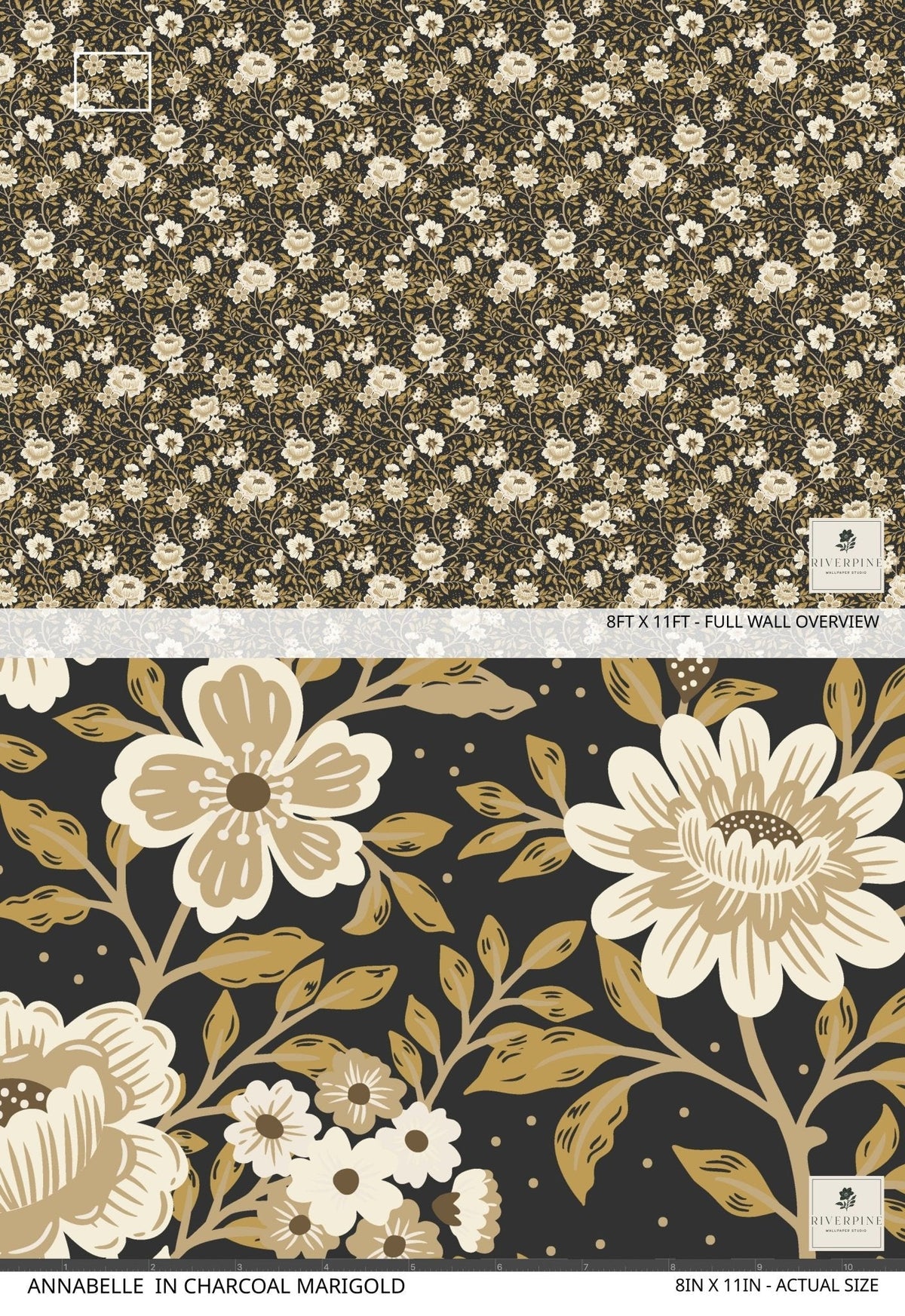 Annabelle Wallpaper in Charcoal Marigold, photo 3 of 4