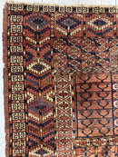 Antique 1880s Turkoman Tekke Ensi Tent Door Covering Rug 4’ x4’8”