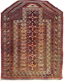 Antique 1890’s Turkoman Prayer Rug or Namazlyk 4’ x 5’2”