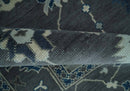 Antique Hand Knotted Charcoal And Blue Oushak Wool Area Rug - Traditional Design