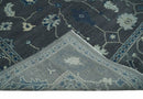 Antique Hand Knotted Charcoal And Blue Oushak Wool Area Rug - Traditional Design by The Rug Decor