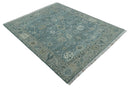 Gray and Beige Hand-Knotted Oushak Wool Area Rug - Traditional