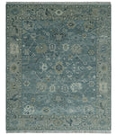 Antique Hand Knotted Oushak Gray and Silver Traditional wool Area Rug