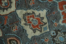 Hand Knotted Wool Oushak Turkish Traditional Area Rug Gray Rust Ivory Antique Look
