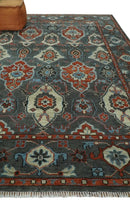 Hand Knotted Wool Oushak Turkish Traditional Area Rug Gray Rust Ivory Antique Look by The Rug Decor