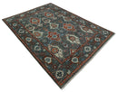 Hand Knotted Wool Oushak Turkish Traditional Area Rug Gray Rust Ivory Antique Look