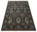 Hand Knotted Wool Oushak Turkish Traditional Area Rug Gray Rust Ivory Antique Look