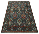 Hand Knotted Wool Oushak Turkish Traditional Area Rug Gray Rust Ivory Antique Look by The Rug Decor