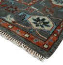 Hand Knotted Wool Oushak Turkish Traditional Area Rug Gray Rust Ivory Antique Look