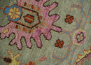 Wool Area Rug Vintage Oushak Traditional Hand Knotted in Beige Rust Pink and Blue