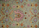 Wool Area Rug Vintage Oushak Traditional Hand Knotted in Beige Rust Pink and Blue