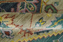 Wool Area Rug Hand Knotted Camel Teal Charcoal Heriz Serapi Traditional by The Rug Decor