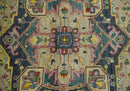 Wool Area Rug Hand Knotted Camel Teal Charcoal Heriz Serapi Traditional by The Rug Decor