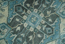 Hand Knotted Wool Area Rug Antique Traditional Heriz Serapi Charcoal Camel and Blue by The Rug Decor