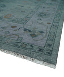 Charcoal and Gray Hand Knotted Wool Traditional Oushak Area Rug