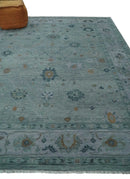 Charcoal and Gray Hand Knotted Wool Traditional Oushak Area Rug