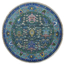 Antique Design Hand Knotted Green Moss and Blue Turkish Oushak Custom Made Wool Area Rug