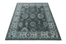 Hand Knotted Wool Area Rug - Charcoal and Ivory Antique Traditional Oushak Weave by The Rug Decor