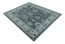 Hand Knotted Wool Area Rug - Charcoal and Ivory Antique Traditional Oushak Weave by The Rug Decor