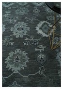 Hand Knotted Wool Area Rug - Charcoal and Ivory Antique Traditional Oushak Weave by The Rug Decor