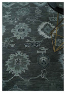 Hand Knotted Wool Area Rug - Charcoal and Ivory Antique Traditional Oushak Weave