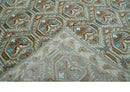 Hand Knotted Wool Area Rug - Antique Look Silver Ivory Rust Traditional Style by The Rug Decor