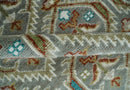 Hand Knotted Wool Area Rug - Antique Look Silver Ivory Rust Traditional Style by The Rug Decor