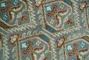 Hand Knotted Wool Area Rug - Antique Look Silver Ivory Rust Traditional Style