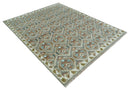 Hand Knotted Wool Area Rug - Antique Look Silver Ivory Rust Traditional Style by The Rug Decor
