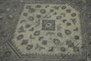 Custom Made Vintage Distressed Hand Knotted Serapi Gray and Beige Wool Area Rug