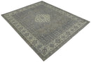 Custom Made Vintage Distressed Hand Knotted Serapi Gray and Beige Wool Area Rug