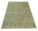 Antique 8x10 Hand Knotted Beige and Blue Persian made of Recycled Silk Area Rug | OP20