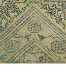 Antique 8x10 Hand Knotted Beige and Blue Persian made of Recycled Silk Area Rug | OP20