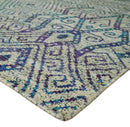 Antique 8x10 Hand Knotted Beige and Blue Persian made of Recycled Silk Area Rug | OP25