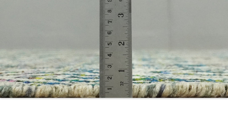 Antique 8x10 Hand Knotted Beige and Blue Persian made of Recycled Silk Area Rug | OP25