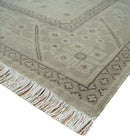 Antique 8x10 Hand Knotted Beige Traditional Vintage Persian Oushak Wool Rug | AC21810
