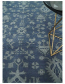 Antique 8x10 Hand Knotted Blue and Gray Traditional Vintage Persian Style Wool Rug | AC24810