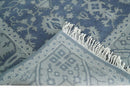 Antique 8x10 Hand Knotted Blue and Gray Traditional Vintage Persian Style Wool Rug | AC24810
