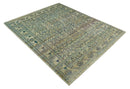 Antique 8x10 Hand Knotted Camel, Ivory and Blue Persian made of Recycled Silk Area Rug | OP33