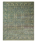 Antique 8x10 Hand Knotted Camel, Ivory and Blue Persian made of Recycled Silk Area Rug | OP33