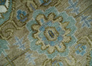 Antique Olive Blue Ivory Heriz Serapi Hand-Knotted Wool Area Rug by The Rug Decor