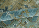Antique Olive Blue Ivory Heriz Serapi Hand-Knotted Wool Area Rug by The Rug Decor