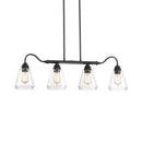 GobekUsa Antique Black 4-Light Cone Chandelier: Clear Glass Pendant for Indoor Spaces