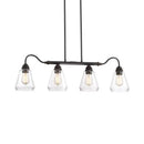GobekUsa Antique Black 4-Light Cone Chandelier: Clear Glass Pendant for Indoor Spaces