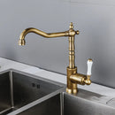 GobekUsa Black Antique Kitchen Faucet Single Lever Mixer Tap Hot Cold Water Chrome